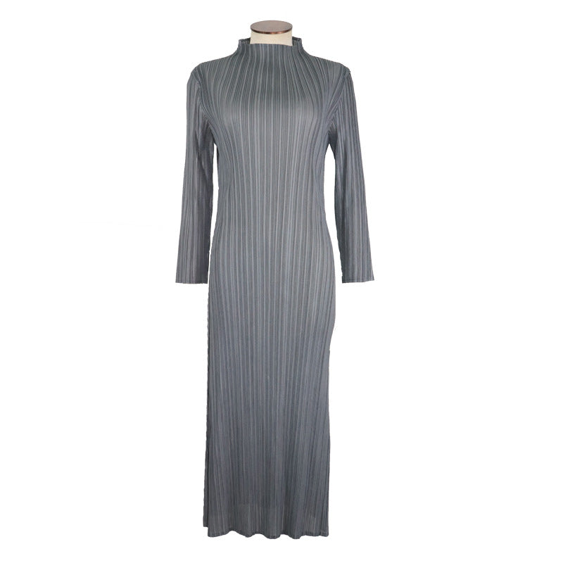 New hot-selling pleated women's clothing comfortable soft dress women's medium and long slim-fitting a-word skirt long-sleeved dress women