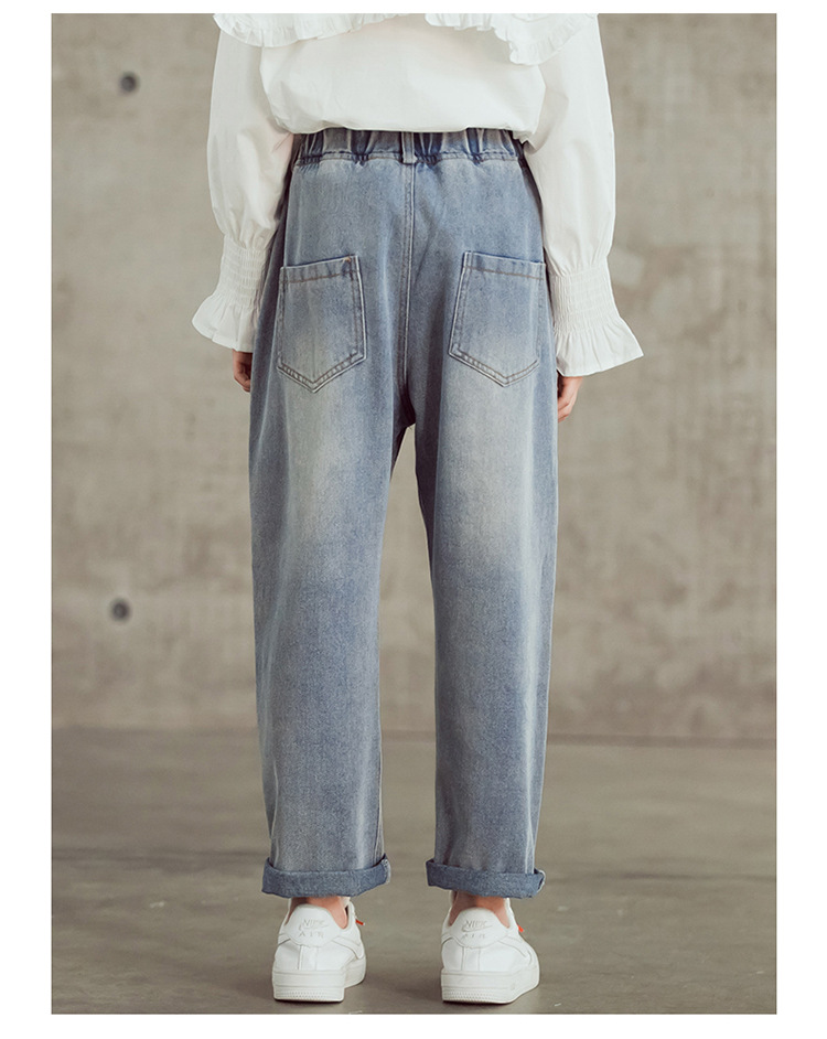 nvxiot Teenage Girls Jeans New Spring Kids Pants Fashion Loose School Trousers Autumn Fashion Jeans Children Pants 12 13 14 Years