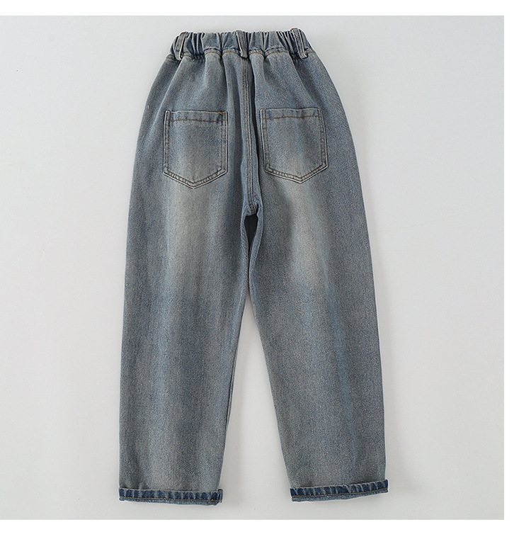 nvxiot Teenage Girls Jeans New Spring Kids Pants Fashion Loose School Trousers Autumn Fashion Jeans Children Pants 12 13 14 Years