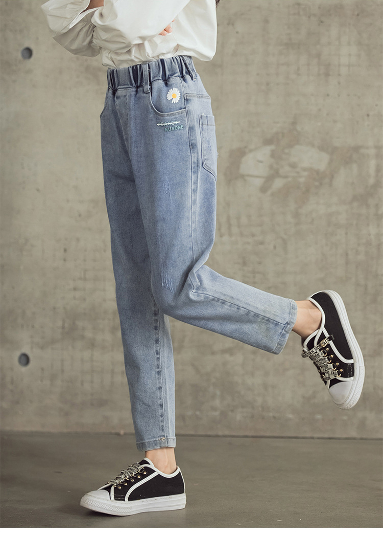 nvxiot Teenage Girls Jeans New Spring Kids Pants Fashion Loose School Trousers Autumn Fashion Jeans Children Pants 12 13 14 Years