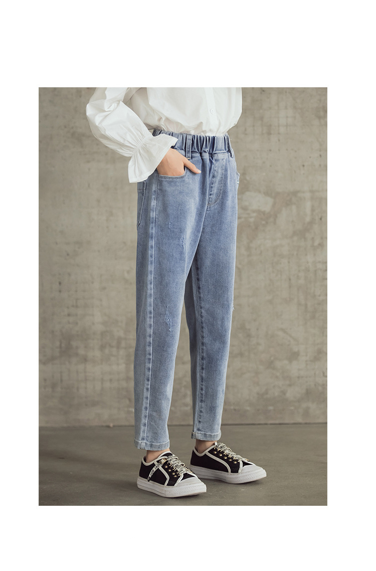 nvxiot Teenage Girls Jeans New Spring Kids Pants Fashion Loose School Trousers Autumn Fashion Jeans Children Pants 12 13 14 Years