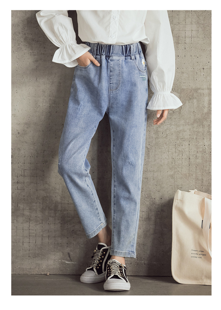 nvxiot Teenage Girls Jeans New Spring Kids Pants Fashion Loose School Trousers Autumn Fashion Jeans Children Pants 12 13 14 Years