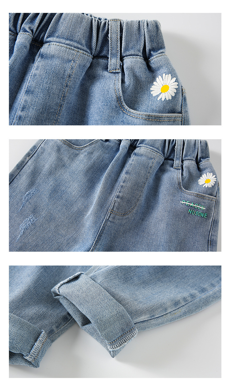 nvxiot Teenage Girls Jeans New Spring Kids Pants Fashion Loose School Trousers Autumn Fashion Jeans Children Pants 12 13 14 Years
