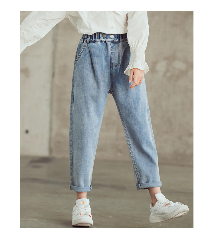 nvxiot Teenage Girls Jeans New Spring Kids Pants Fashion Loose School Trousers Autumn Fashion Jeans Children Pants 12 13 14 Years