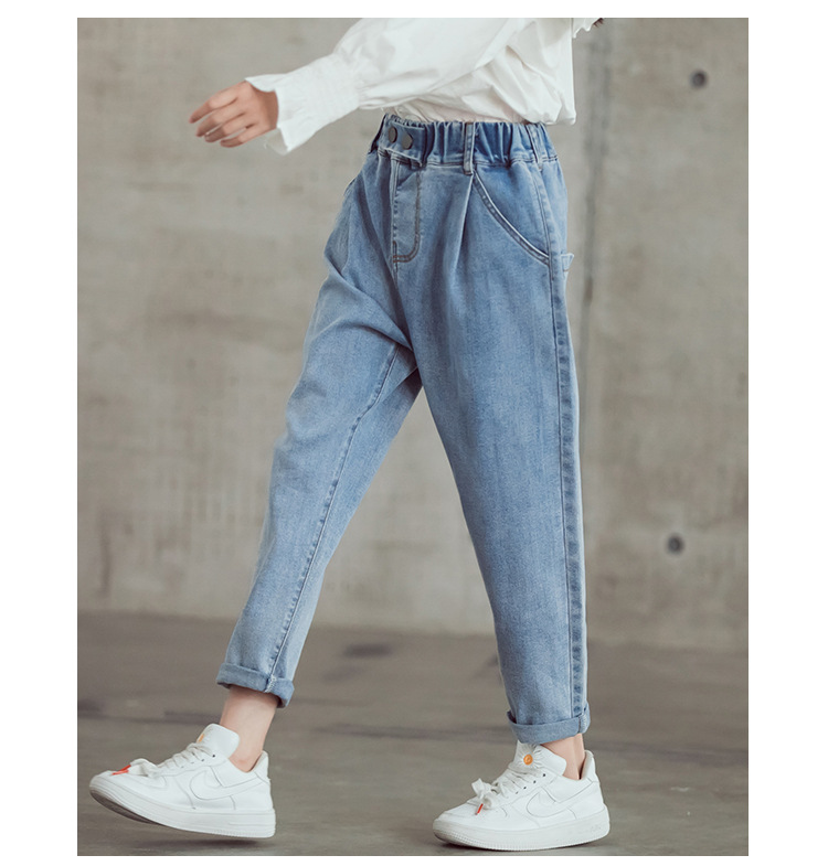 nvxiot Teenage Girls Jeans New Spring Kids Pants Fashion Loose School Trousers Autumn Fashion Jeans Children Pants 12 13 14 Years