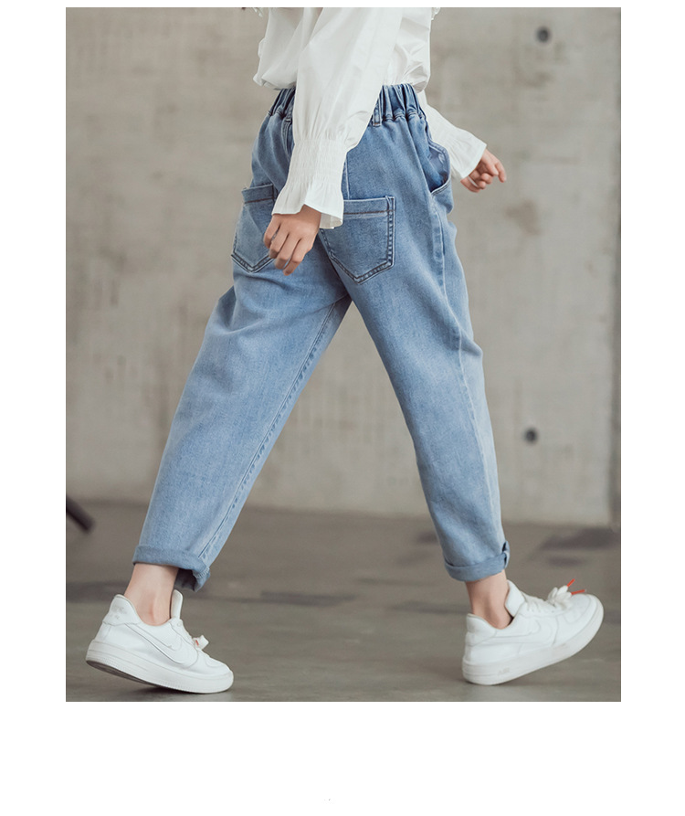 nvxiot Teenage Girls Jeans New Spring Kids Pants Fashion Loose School Trousers Autumn Fashion Jeans Children Pants 12 13 14 Years