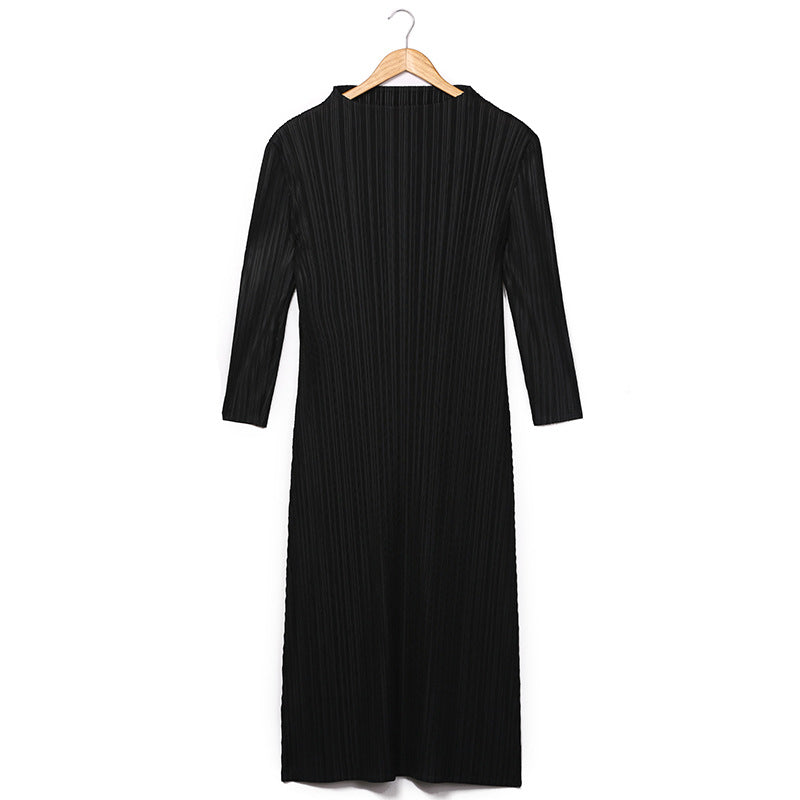 New hot-selling pleated women's clothing comfortable soft dress women's medium and long slim-fitting a-word skirt long-sleeved dress women