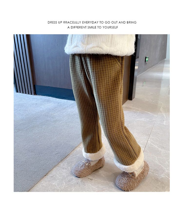nvxiot Fashion Winter Keep Warm Children Cotton Padded Plush Pants Thicken Plus Velvet Childrens Wear Clothes Girls Boot Cut trousers