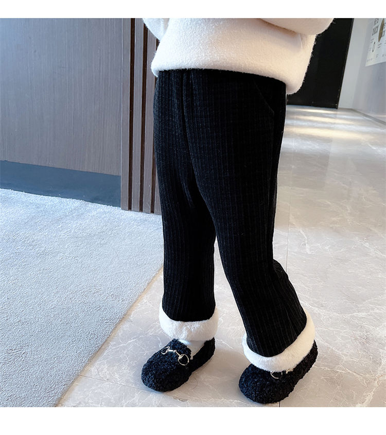 nvxiot Fashion Winter Keep Warm Children Cotton Padded Plush Pants Thicken Plus Velvet Childrens Wear Clothes Girls Boot Cut trousers
