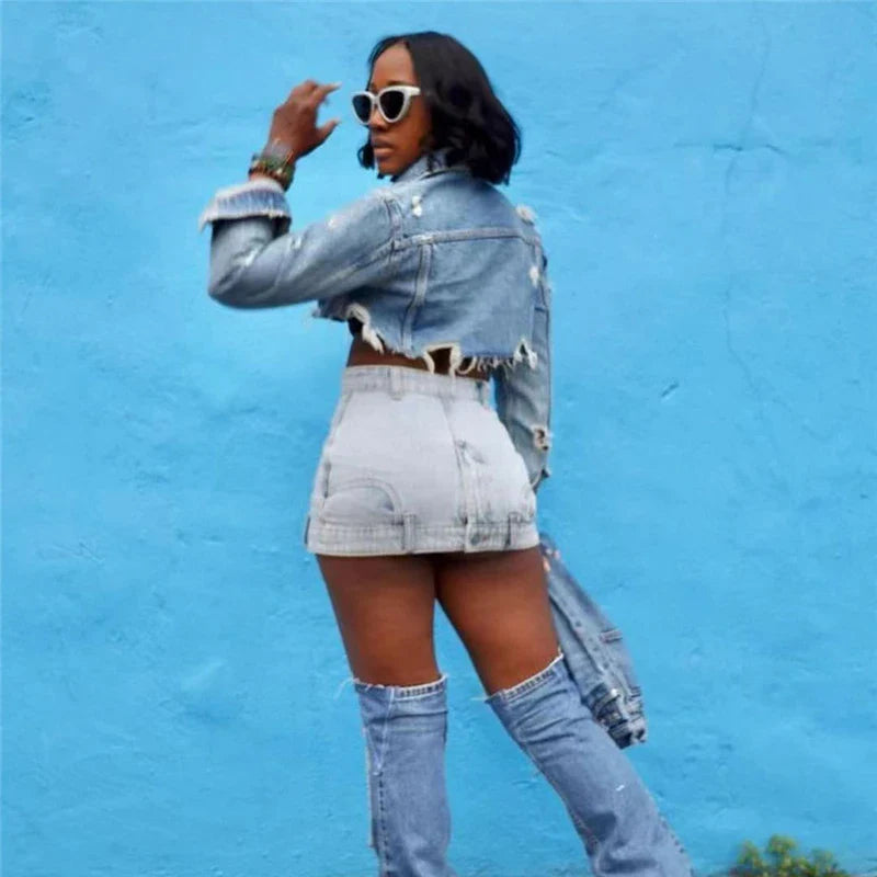 nvxiot - Women Summer Jeans Mini Skirts Button Zipper Pockets Vintage Hipster Denim Bottoms Dropship Wholesale Y2K Streetwear