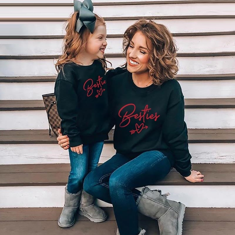 nvxiot Autumn Mother Daughter Matching Sweaters Family Set Butterfly Mom Mum Baby Mommy and Me Clothes Women Girls Cotton Sweatshirts