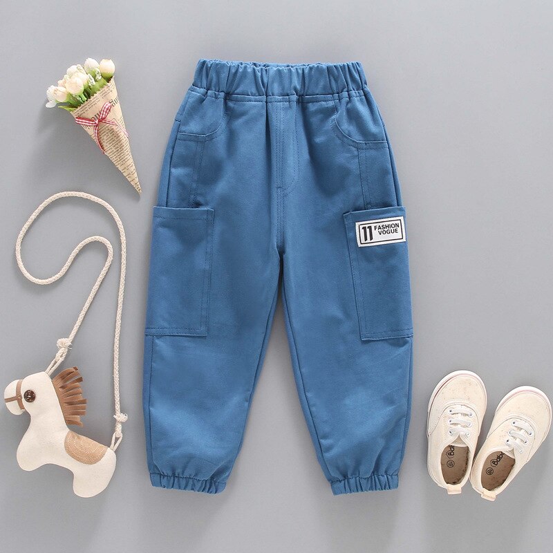 nvxiot Girls Pants Solid Color Children's Pockets Pants Children's Trousers Spring and Autumn Girls Clothing