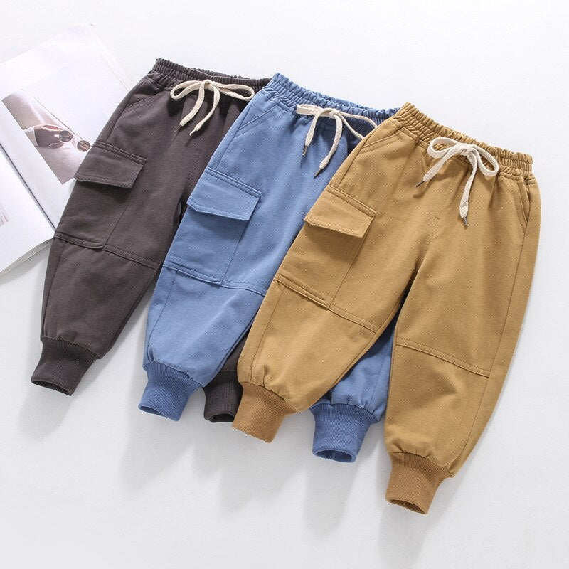 nvxiot Girls Pants Solid Color Children's Pockets Pants Children's Trousers Spring and Autumn Girls Clothing