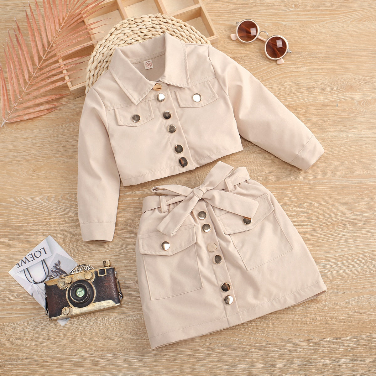 nvxiot Fashion Kids Clothes New Spring Long Sleeve Short Lapel Jacket Top+Bowknot A-line Skirt Suit Toddler Tutu Baby Girls Tulle Dress