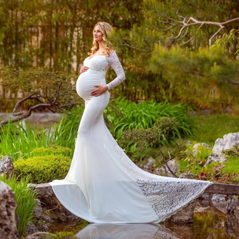nvxiot - Sexy Lace Maternity Dresses For Baby Showers Photo Shoot Long Fancy Pregnancy Maxi Gown Elegence Pregnant Women Photography Prop
