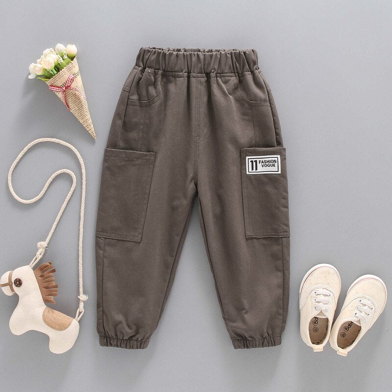 nvxiot Girls Pants Solid Color Children's Pockets Pants Children's Trousers Spring and Autumn Girls Clothing