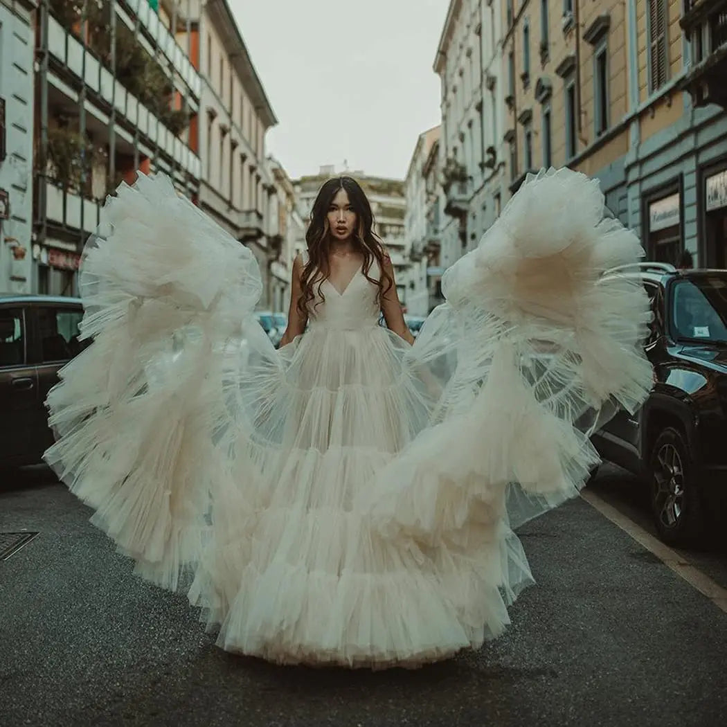 nvxiot - Sexy Pregnant Women Photoshoot Robe Bridal Shawl Maternity Photo Dress Open Back Concelled Zipper Buttons Fluffy Fotografie Gown