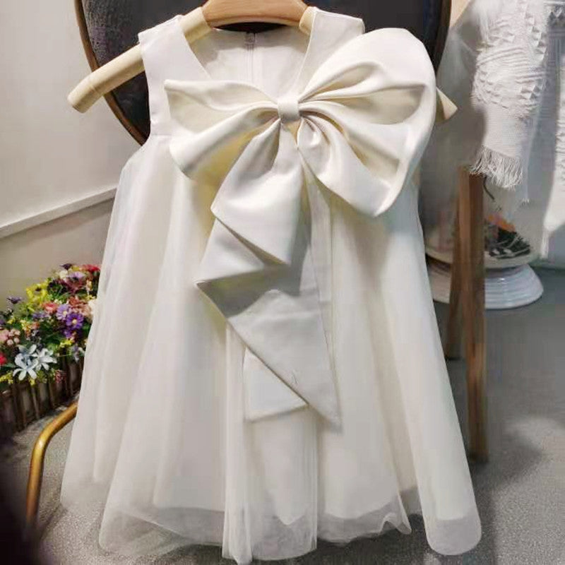 nvxiot New Flower Girl Dress Kids Birthday Baptism Dresses For Children Elegant Big Bow Frocks Girls Boutique Party Wear Dresses