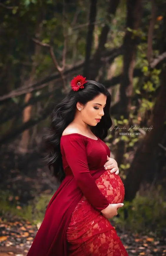 nvxiot - New Sexy Maternity Photoshoot Dress Lace Chiffon Pregnancy Dress Photography Prop Long Pregnant Women Maxi Gown For Baby Showers