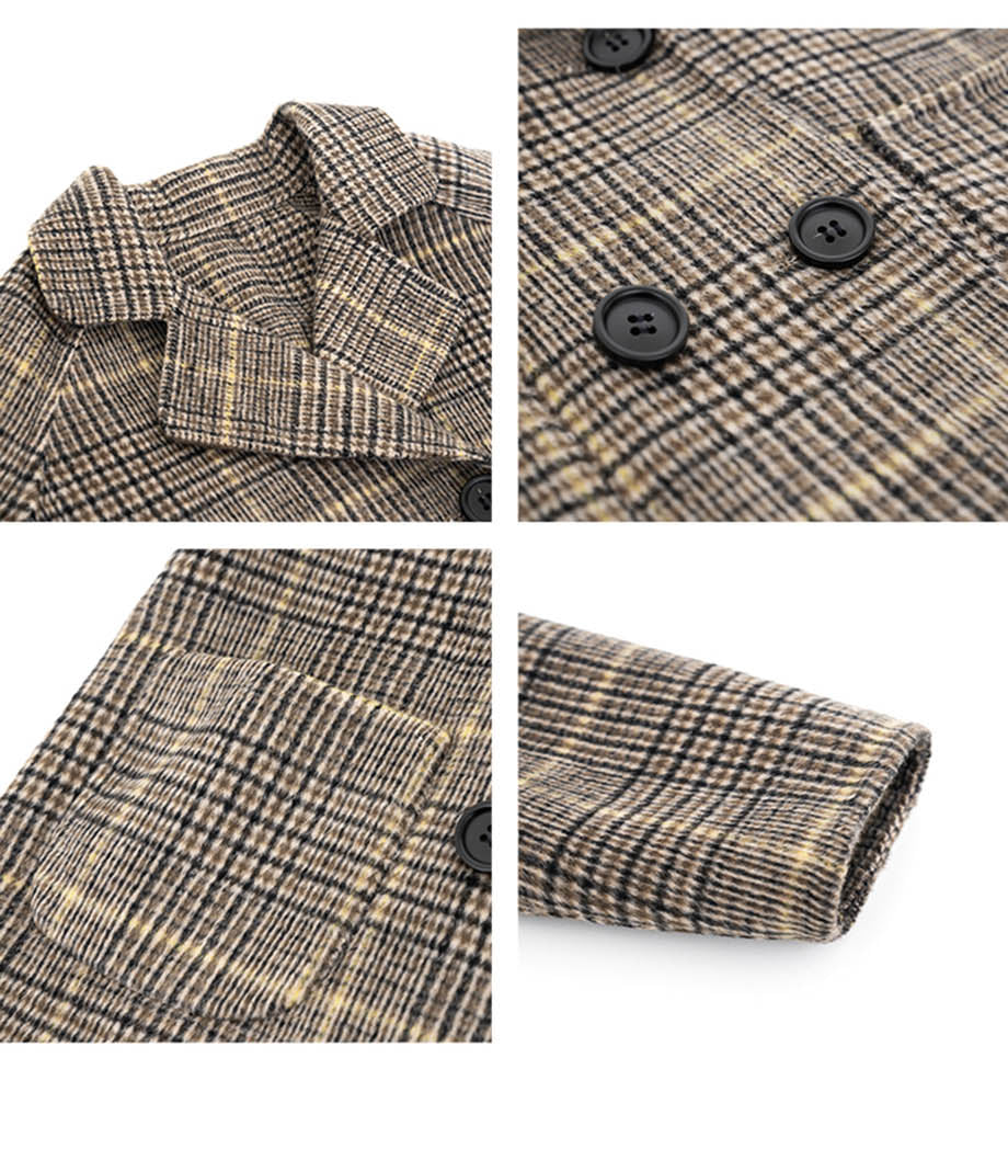 nvxiot High Quality Lattice Children Coat Wool Coat For Boys Fashion Autumn Winter Jacket Boy Windbreaker Kids Winter Overcoat 6 Y