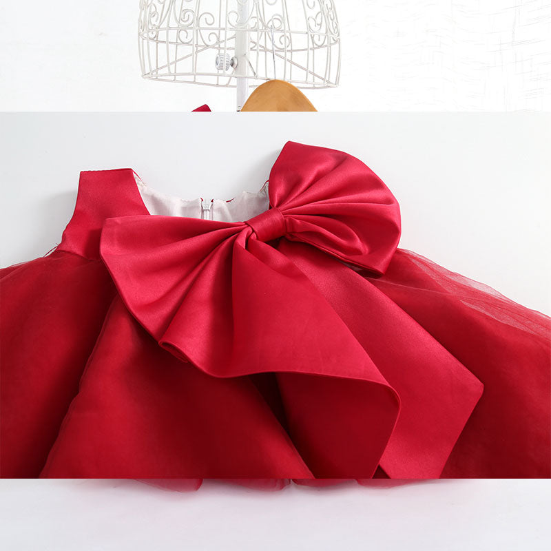 nvxiot New Flower Girl Dress Kids Birthday Baptism Dresses For Children Elegant Big Bow Frocks Girls Boutique Party Wear Dresses