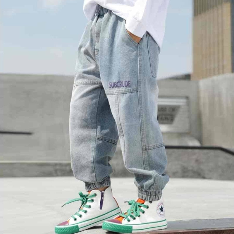 nvxiot Boys Pants Casual Pants Children Spring and Autumn Fashion Trend Washed Jeans Pants High Quality Korean Style Kids Pants
