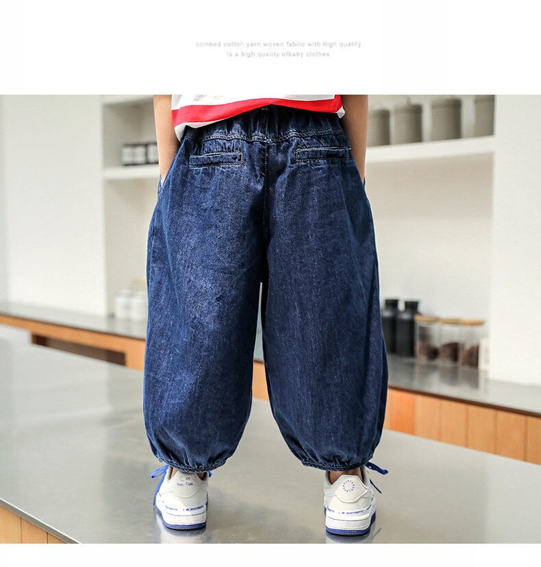 nvxiot Boys Girls Plus Size Jeans Autumn Summer New Loose Korean Casual Harem Pants Baby Spring And Autumn Wide-leg Children's Tro
