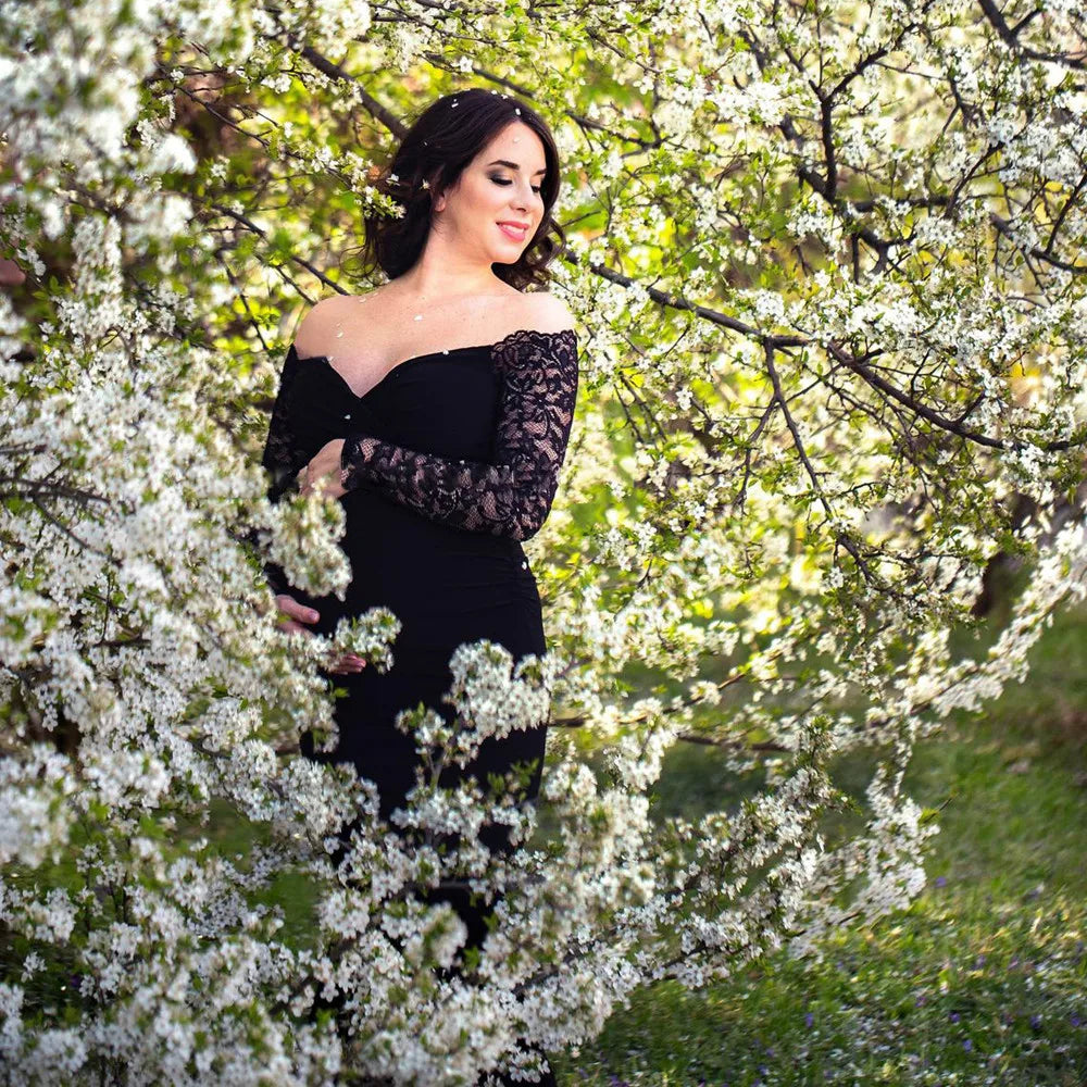 nvxiot - Sexy Lace Maternity Dresses For Baby Showers Photo Shoot Long Fancy Pregnancy Maxi Gown Elegence Pregnant Women Photography Prop