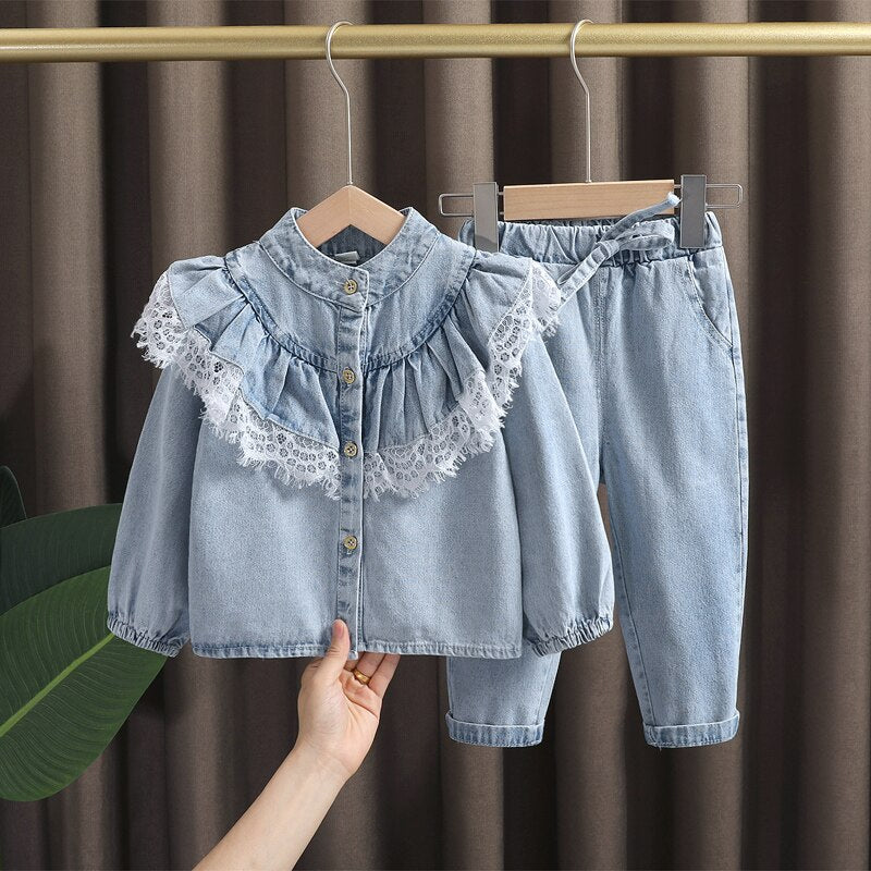 nvxiot Spring Baby Girls' Clothes kids outfit sets Denim Jacket + Jeans Suits for toddler girls clothing baby Fashion Design sets