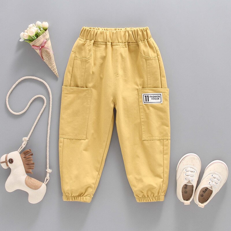 nvxiot Girls Pants Solid Color Children's Pockets Pants Children's Trousers Spring and Autumn Girls Clothing