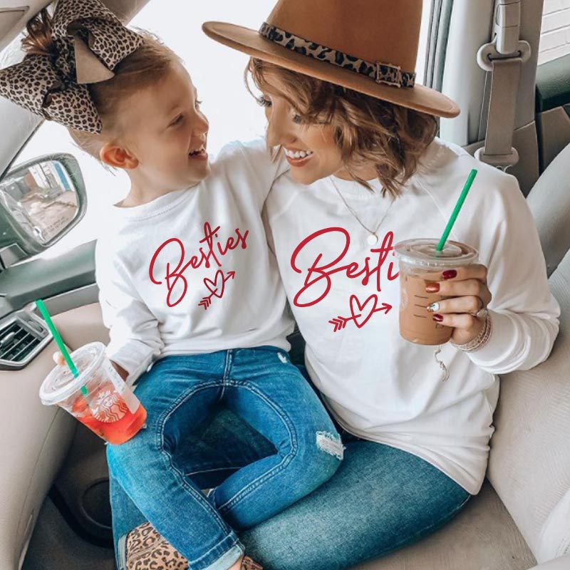 nvxiot Autumn Mother Daughter Matching Sweaters Family Set Butterfly Mom Mum Baby Mommy and Me Clothes Women Girls Cotton Sweatshirts
