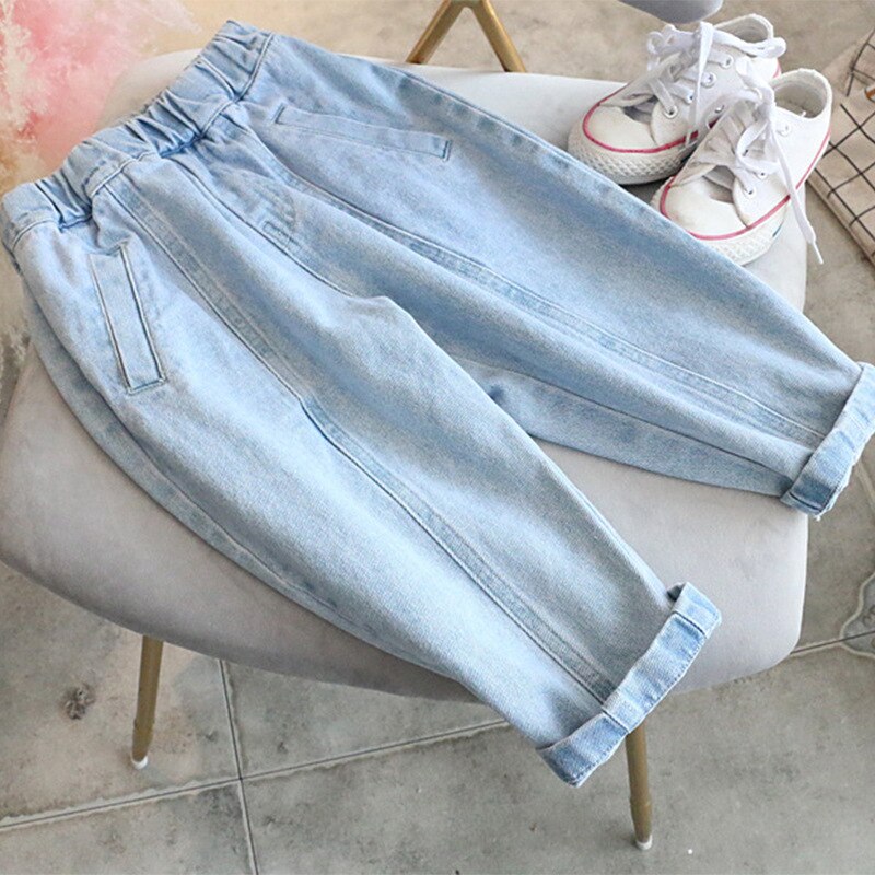 nvxiot Kids Pants Autumn New Korean Version New Girl'S Japanese Style Three-Dimensional Cut Casual Straight-Leg Jeans