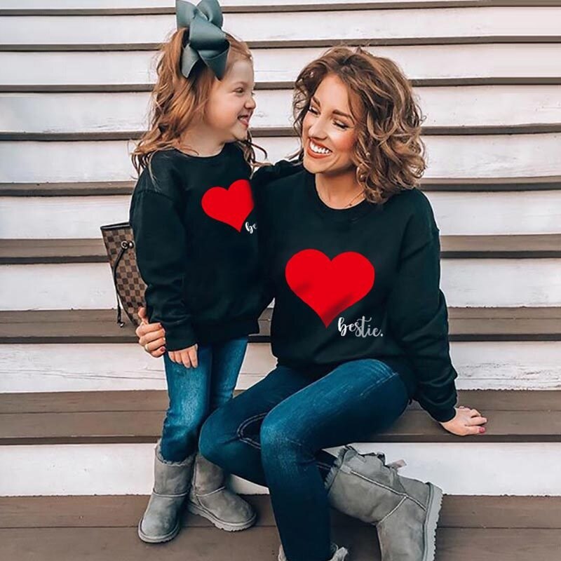 nvxiot Autumn Mother Daughter Matching Sweaters Family Set Butterfly Mom Mum Baby Mommy and Me Clothes Women Girls Cotton Sweatshirts
