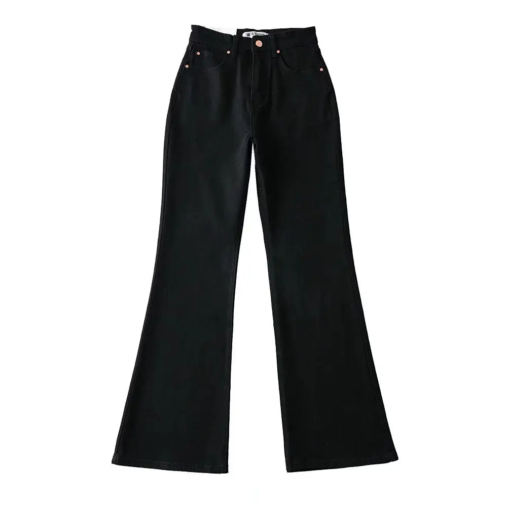 nvxiot Korean fashion jeans woman high waist pants black vintage clothes flare jeans black denim pants baggy bell bottom jeans blue