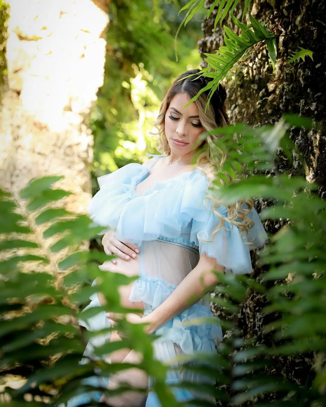 nvxiot - Soft Tulle Maternity Dress for Photography Sheer Maternity Robes Baby Shower Maternity Gown Shooting Dress Pregnancy Photoshoot