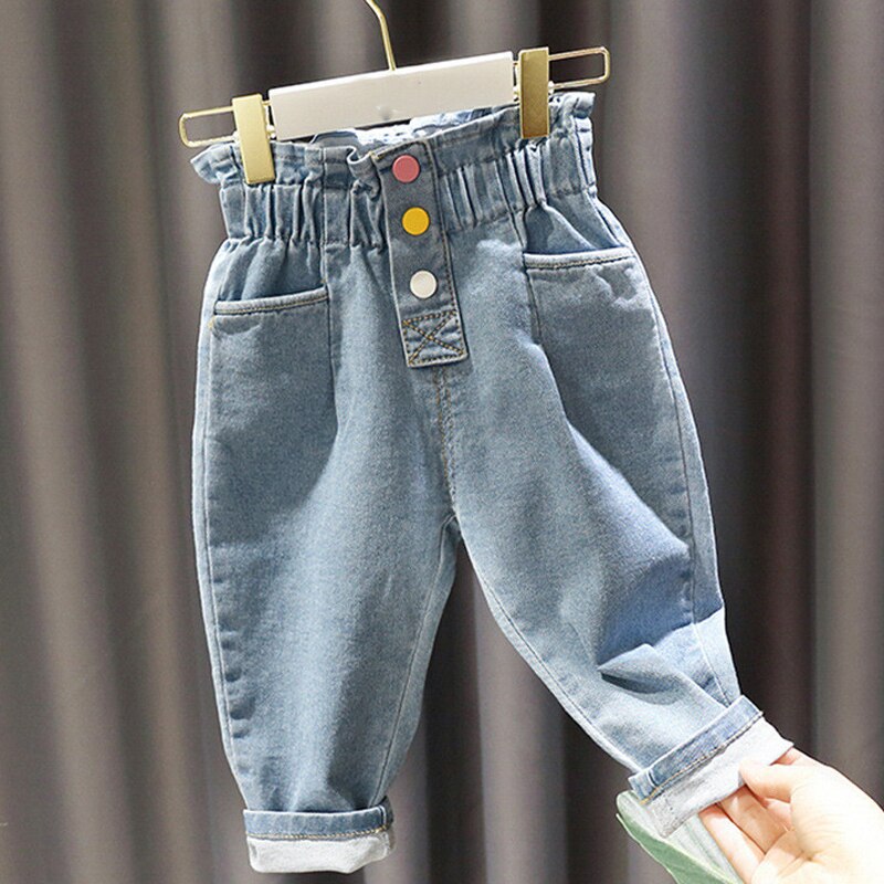 nvxiot Kids Pants Autumn New Korean Version New Girl'S Japanese Style Three-Dimensional Cut Casual Straight-Leg Jeans