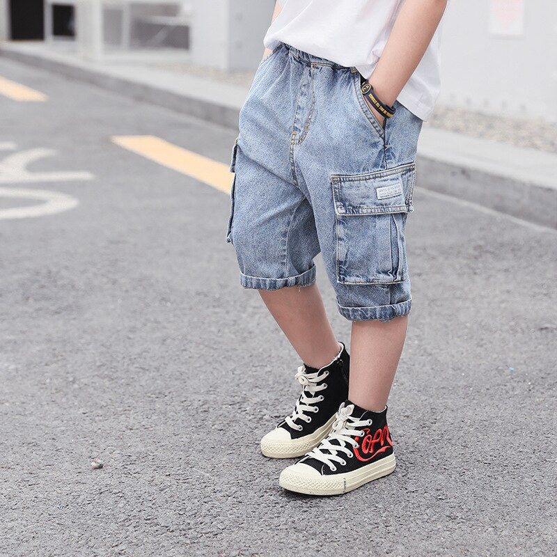 nvxiot Boys Jeans Shorts Summer Bermuda Kids Knee Length Pants Teen Outfit size 4 6 8 10 12 years