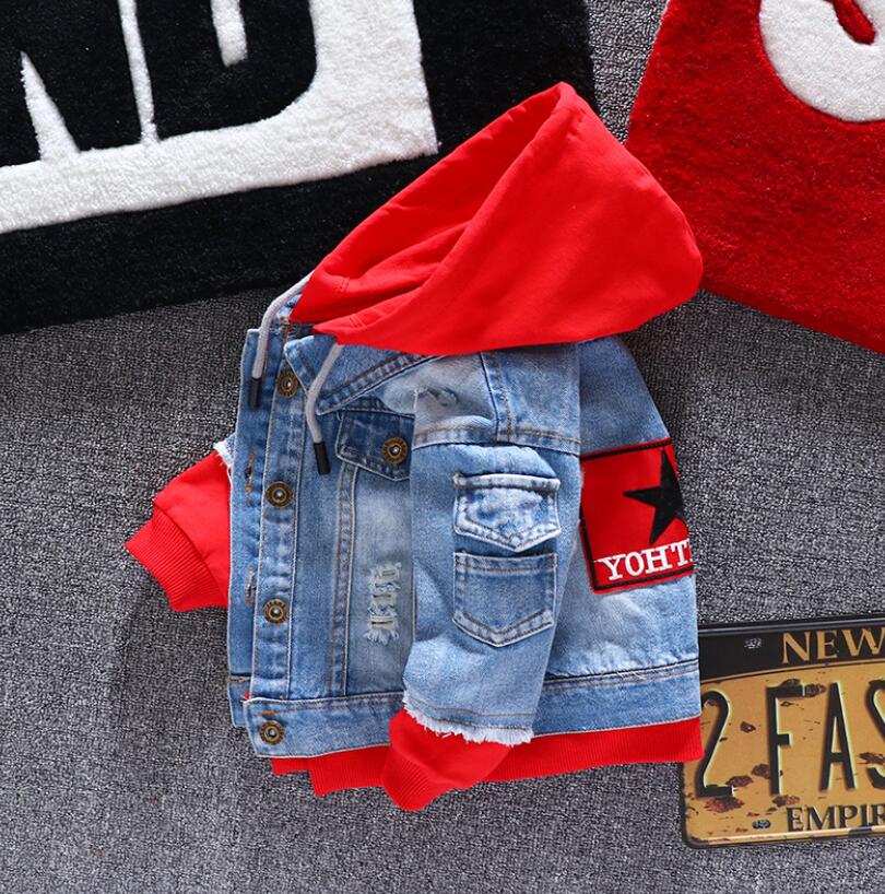 nvxiot Boy girl Denim Jackets kids jeans coat Children splice Outerwear clothing Spring Autumn boy hooded sport Clothes For 1-6T kids