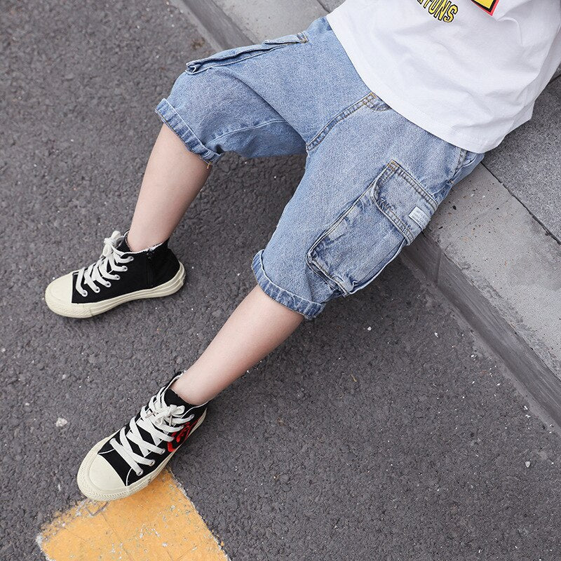 nvxiot Boys Jeans Shorts Summer Bermuda Kids Knee Length Pants Teen Outfit size 4 6 8 10 12 years