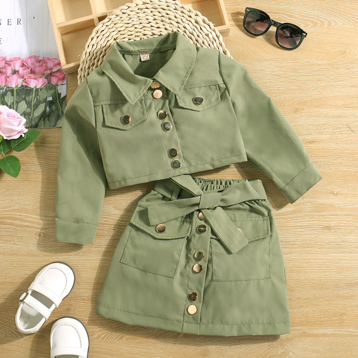 nvxiot Fashion Kids Clothes New Spring Long Sleeve Short Lapel Jacket Top+Bowknot A-line Skirt Suit Toddler Tutu Baby Girls Tulle Dress