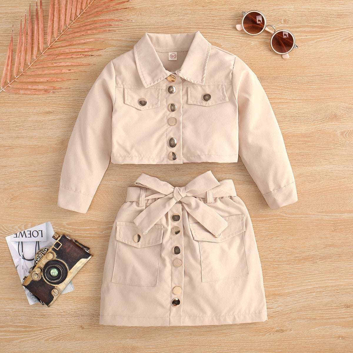 nvxiot Fashion Kids Clothes New Spring Long Sleeve Short Lapel Jacket Top+Bowknot A-line Skirt Suit Toddler Tutu Baby Girls Tulle Dress