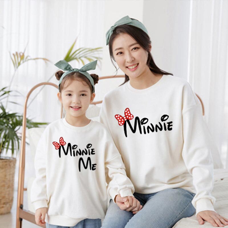 nvxiot Autumn Mother Daughter Matching Sweaters Family Set Butterfly Mom Mum Baby Mommy and Me Clothes Women Girls Cotton Sweatshirts