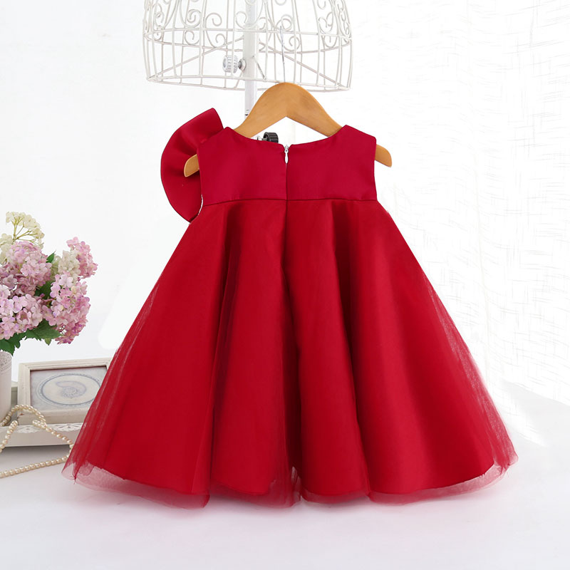 nvxiot New Flower Girl Dress Kids Birthday Baptism Dresses For Children Elegant Big Bow Frocks Girls Boutique Party Wear Dresses