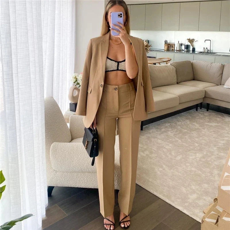 nvxiot High Waisted Casual White Trousers Women Brown Stright Pants Office Lady Korean Style Women Pantalones De Mujer