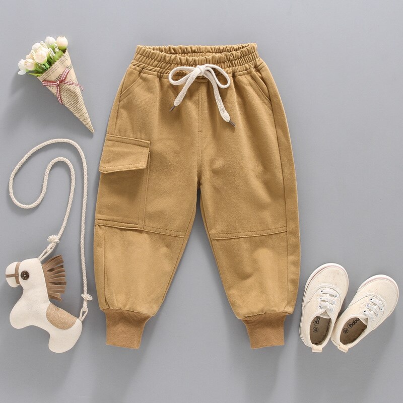 nvxiot Girls Pants Solid Color Children's Pockets Pants Children's Trousers Spring and Autumn Girls Clothing