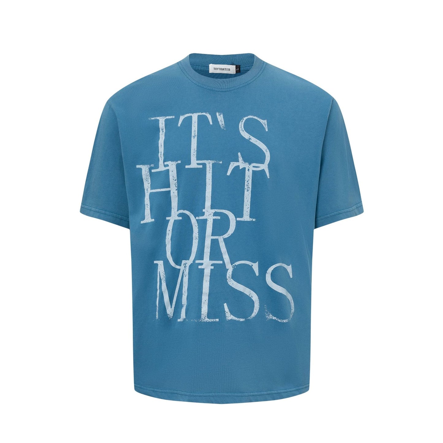 27297 2025n Street 2025 Summer Neutral Creative Text Design Sense Men's Loose Premium Sense Short Sleeve T-Shirt