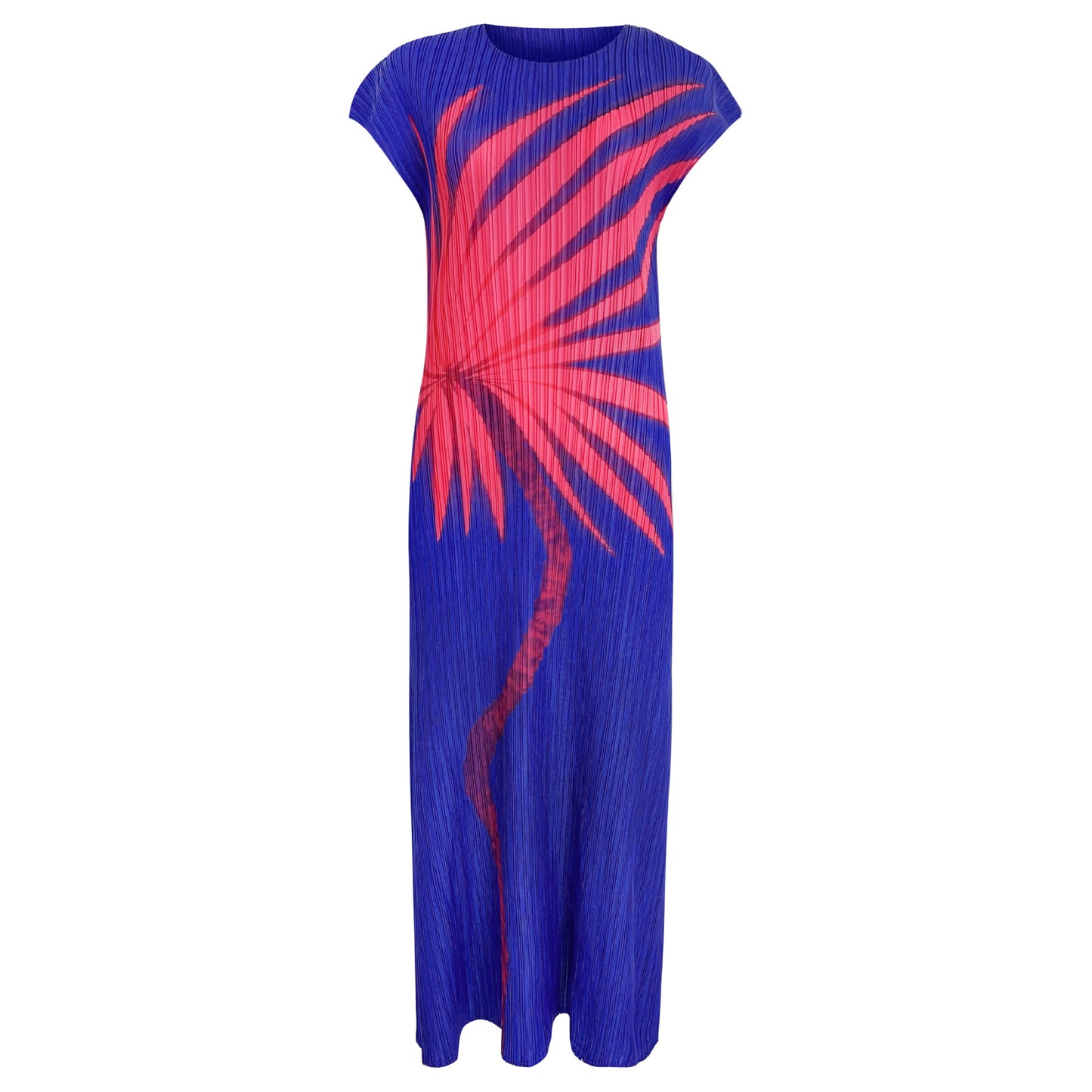 Summer women's skirt high-end fashion New casual style large-size dress pleated print crew neck a-shaped skirt