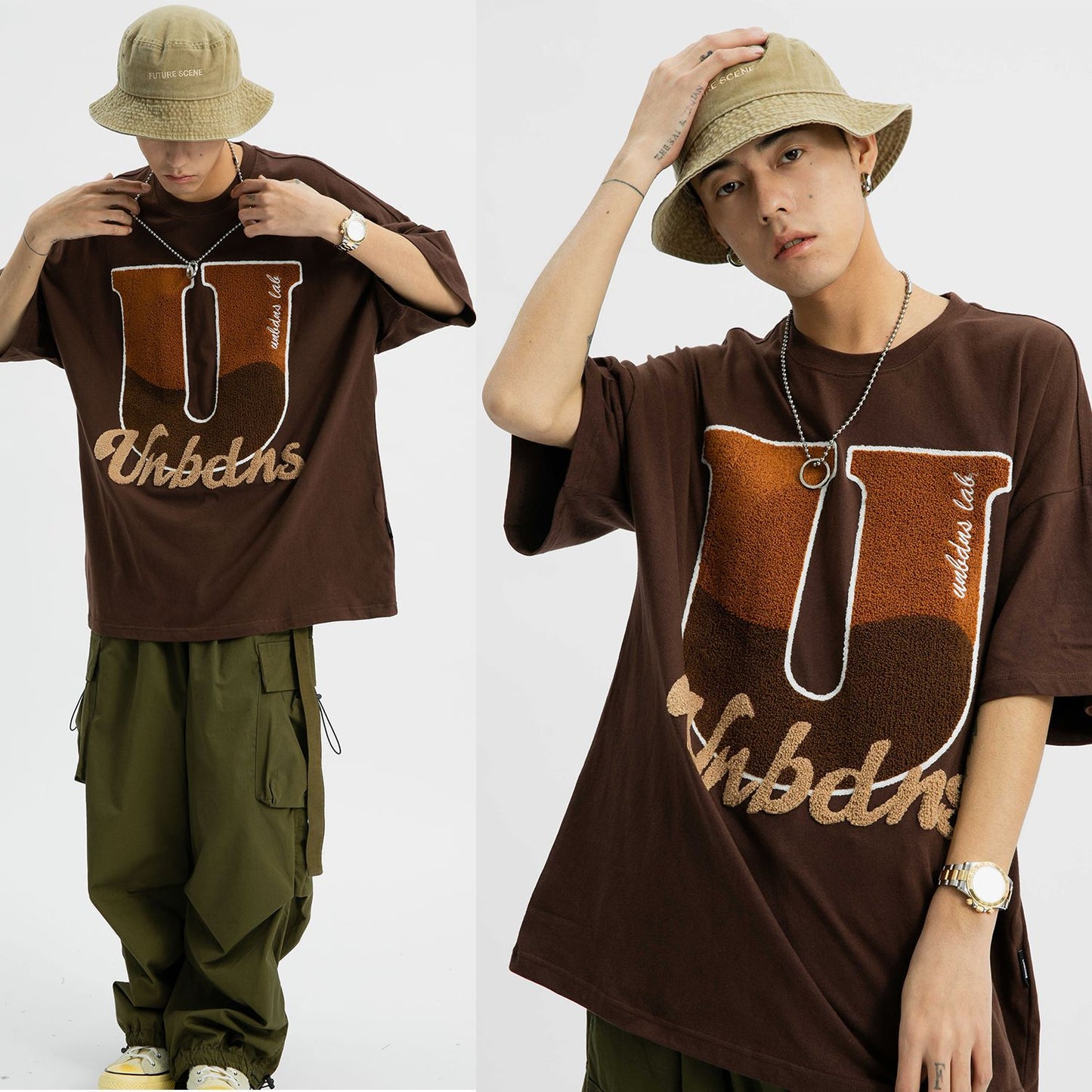 ST142 2025n Street 2025 Summer Towel Embroidery Design Men's Loose Premium Neutral Short Sleeve T-Shirt