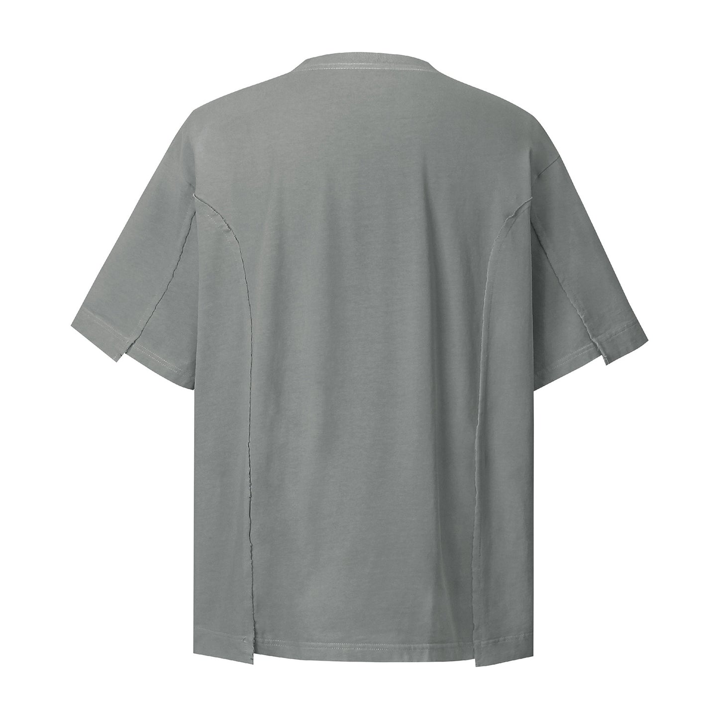9510 2025n Street 2025 Summer Deconstruction Irregular Design Men's Washed Premium Sense Neutral Short Sleeve T-Shirt