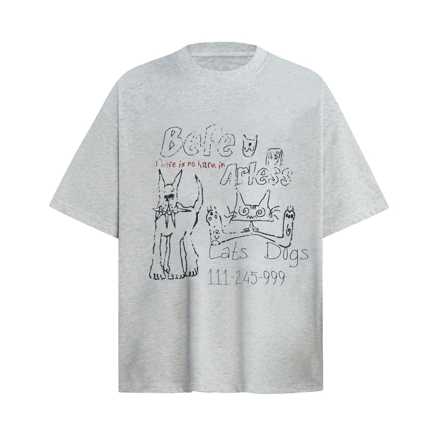 6128 2025n street 2025 retro old painting design men's loose high-end neutral short-sleeved T-shirt